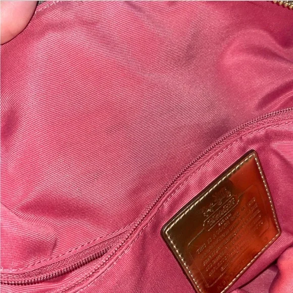 Vintage Coach Hobo Satchel Bag 🟤 Brown Leather Trim | Classic Logo Purse - Picture 5 of 6